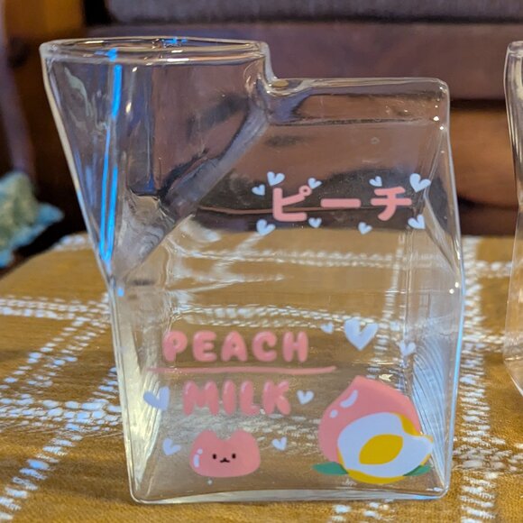 Kawaii Glass Milk Carton Clear Cups, 3 pieces - Picture 2 of 8
